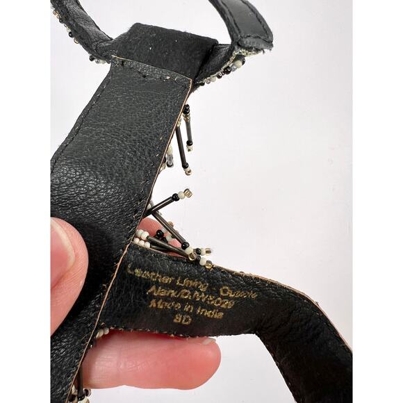 Sam Edelman Size 8 Beaded Fringe Gladiator Sandals Black Gray White NWOB - Picture 7 of 12